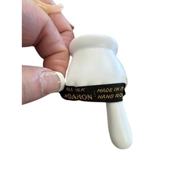 "BY DAMON" Black/Gray 100% Silk Ornate Handkerchief Hand Rolled Scarf Accessory - Picture 5 of 5